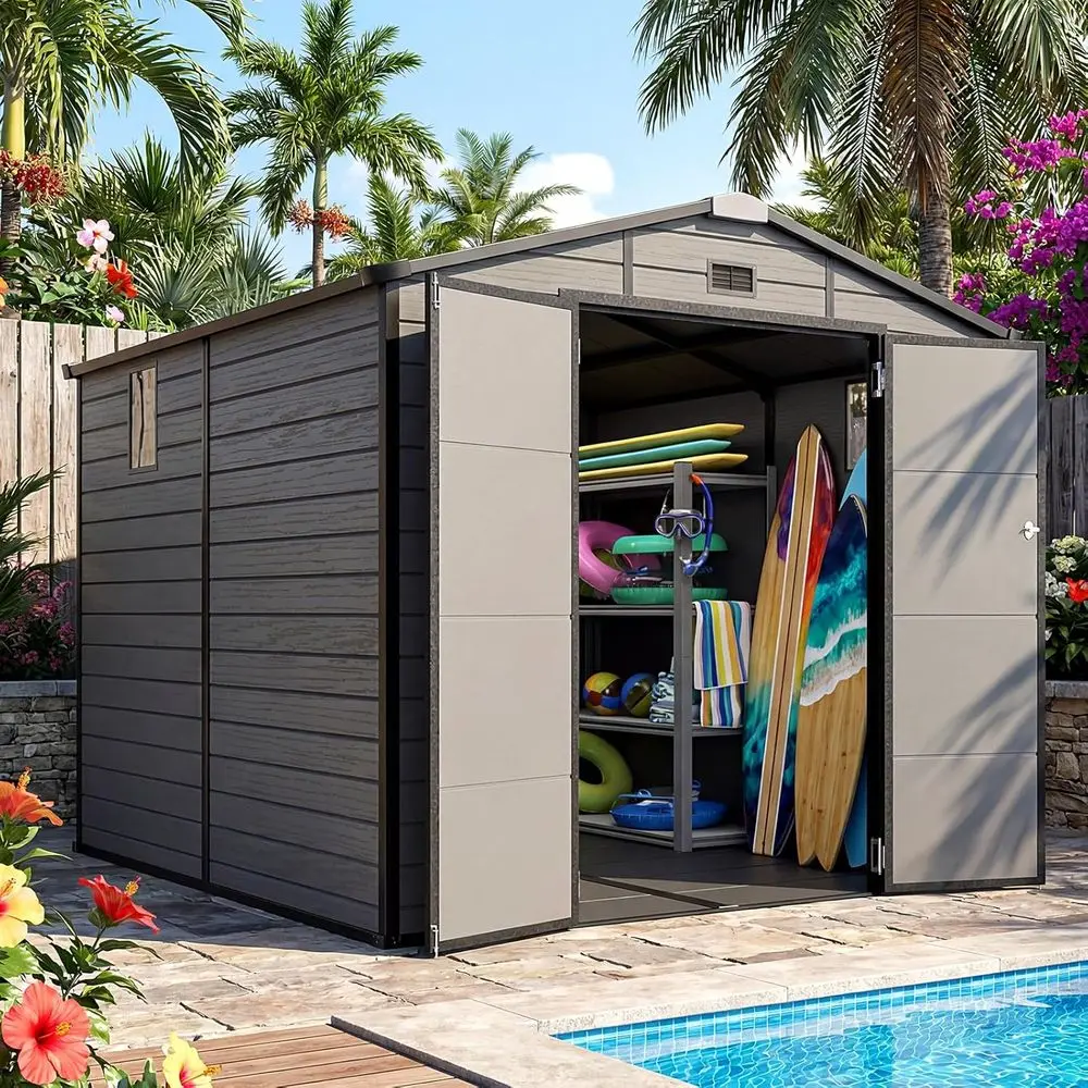Gardening Tools In - 8x8 Outdoor Storage Shed with Floor,