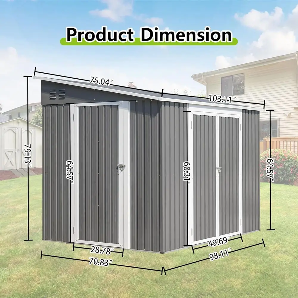 8ft x 6ft Outdoor Metal Storag - đánh giá và giá Gardening Tools In